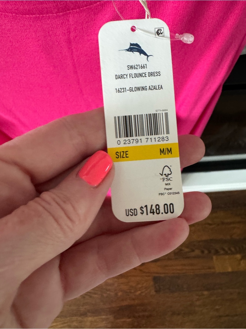 Tommy Bahama Darcy Flounce Dress Glowy Azalea/Vibrant Pink Midi day dress nap - Picture 10 of 12